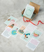 Load image into Gallery viewer, Beautifully Illustrated Mindfulness Deck with hand-drawn illustrations and muse-ful words. This makes a meaningful present for birthday or any occasion really. It is ideal as a spiritual gift, meditation gift, mindful gift, thoughtful gift for self-care and wellbeing.
